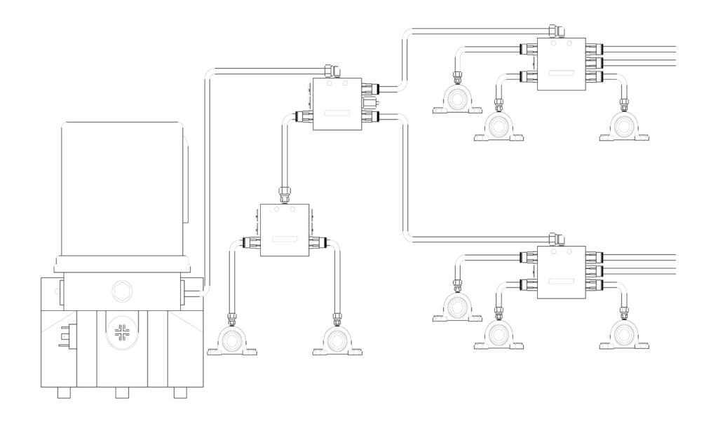 Traditional greasing system - Progressive scheme